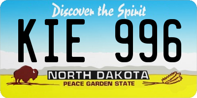 ND license plate KIE996