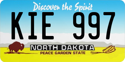ND license plate KIE997
