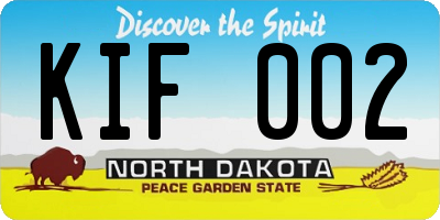 ND license plate KIF002
