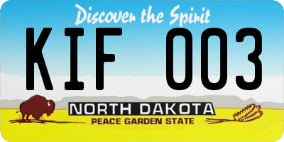 ND license plate KIF003