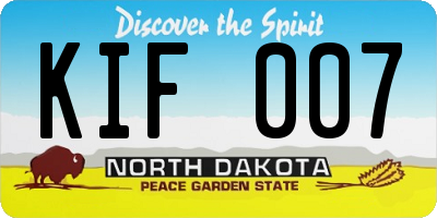 ND license plate KIF007