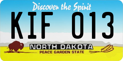 ND license plate KIF013