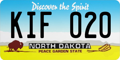 ND license plate KIF020