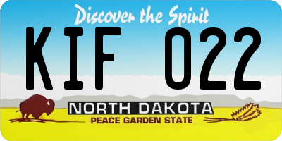 ND license plate KIF022