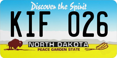 ND license plate KIF026
