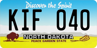 ND license plate KIF040