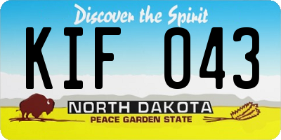 ND license plate KIF043