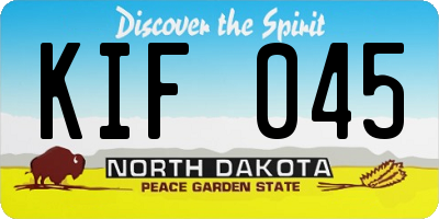 ND license plate KIF045