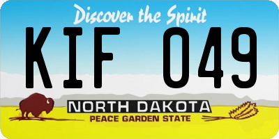 ND license plate KIF049