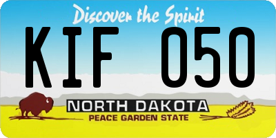 ND license plate KIF050