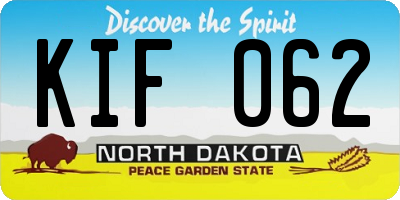 ND license plate KIF062
