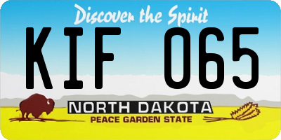 ND license plate KIF065