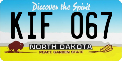 ND license plate KIF067