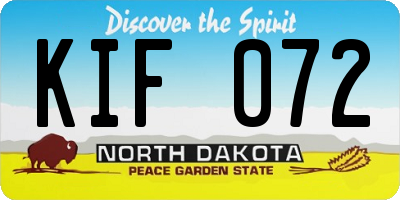 ND license plate KIF072
