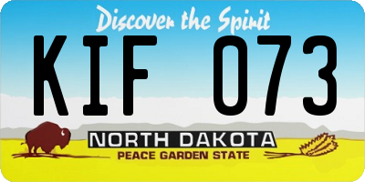 ND license plate KIF073