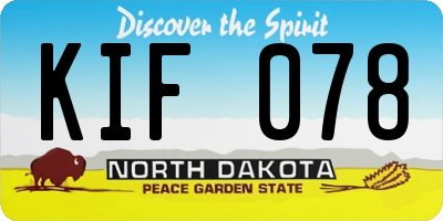 ND license plate KIF078