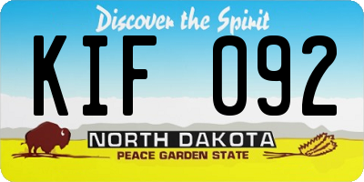 ND license plate KIF092