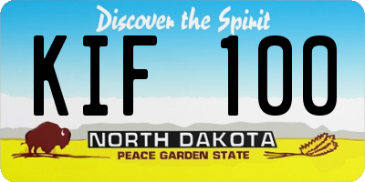 ND license plate KIF100
