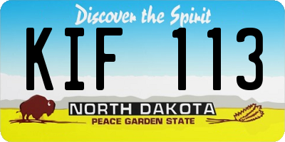 ND license plate KIF113