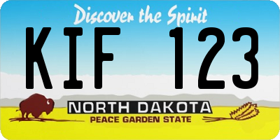 ND license plate KIF123