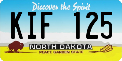 ND license plate KIF125