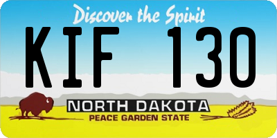 ND license plate KIF130