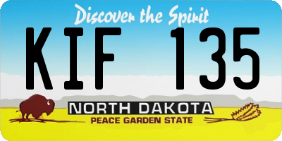 ND license plate KIF135