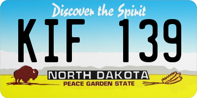 ND license plate KIF139