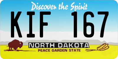 ND license plate KIF167
