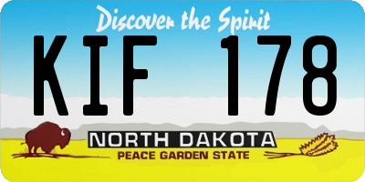ND license plate KIF178