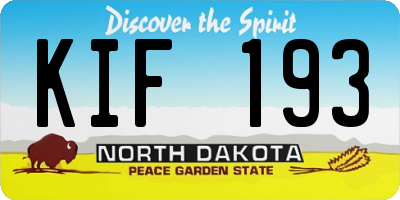 ND license plate KIF193