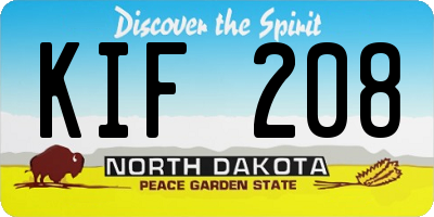 ND license plate KIF208