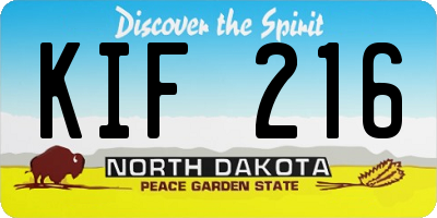 ND license plate KIF216