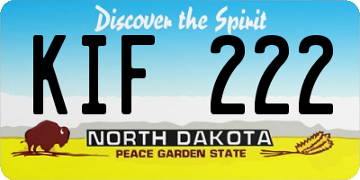 ND license plate KIF222