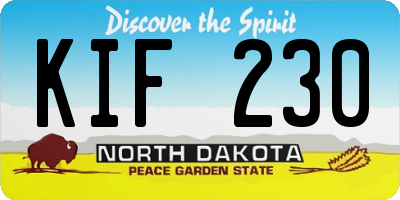 ND license plate KIF230