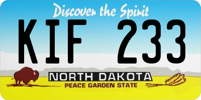 ND license plate KIF233