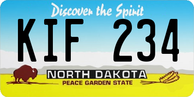 ND license plate KIF234