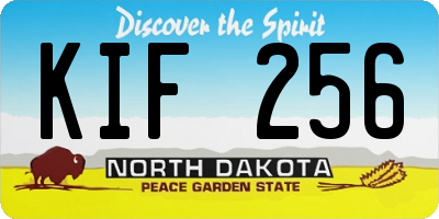 ND license plate KIF256
