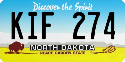ND license plate KIF274