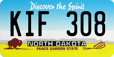 ND license plate KIF308