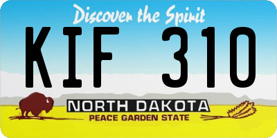 ND license plate KIF310