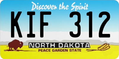 ND license plate KIF312