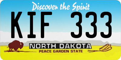 ND license plate KIF333