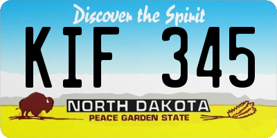ND license plate KIF345