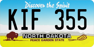 ND license plate KIF355