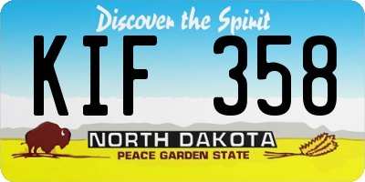 ND license plate KIF358