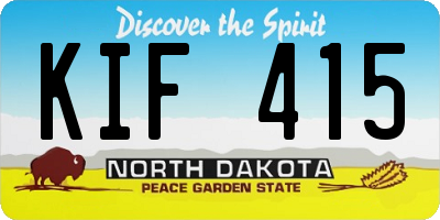 ND license plate KIF415