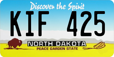 ND license plate KIF425
