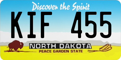 ND license plate KIF455