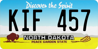 ND license plate KIF457